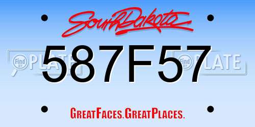 587F57 South Dakota License Plate