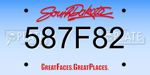 587F82 South Dakota License Plate