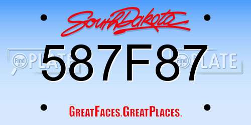 587F87 South Dakota License Plate