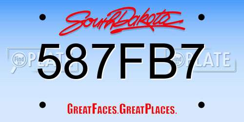 587FB7 South Dakota License Plate