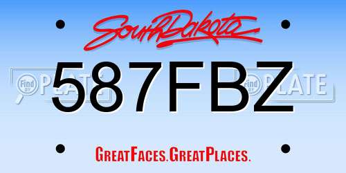 587FBZ South Dakota License Plate