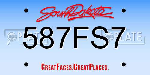 587FS7 South Dakota License Plate