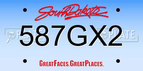 587GX2 South Dakota License Plate