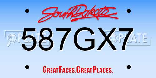 587GX7 South Dakota License Plate