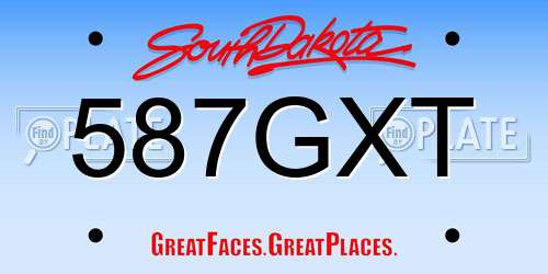 587GXT South Dakota License Plate