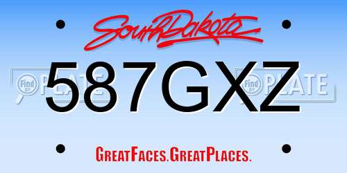 587GXZ South Dakota License Plate