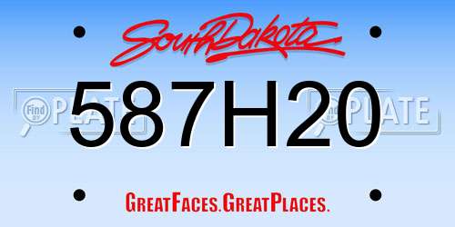 587H20 South Dakota License Plate