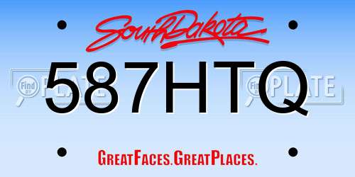 587HTQ South Dakota License Plate