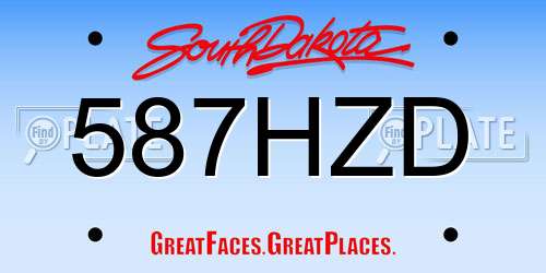 587HZD South Dakota License Plate