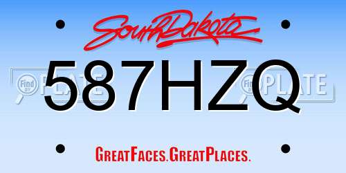 587HZQ South Dakota License Plate