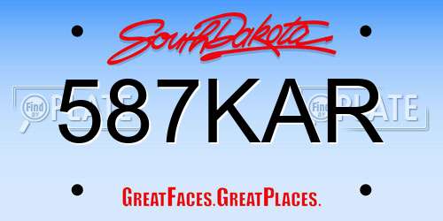 587KAR South Dakota License Plate