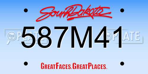 587M41 South Dakota License Plate