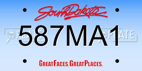 587MA1 South Dakota License Plate