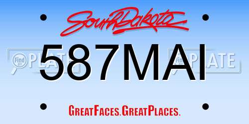 587MAI South Dakota License Plate