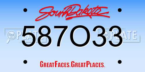 587O33 South Dakota License Plate