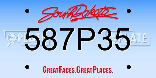 587P35 South Dakota License Plate