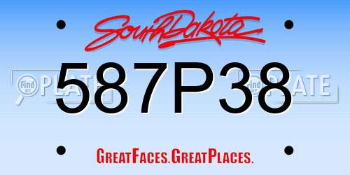 587P38 South Dakota License Plate