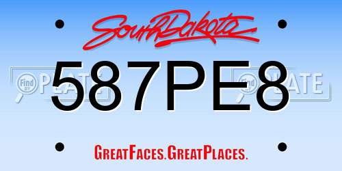 587PE8 South Dakota License Plate