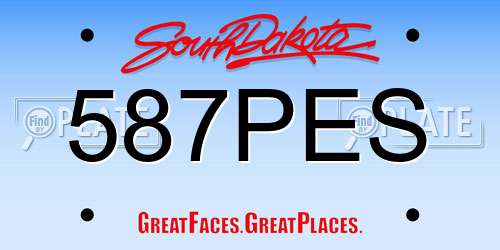 587PES South Dakota License Plate