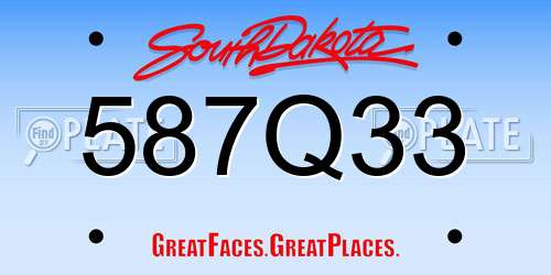587Q33 South Dakota License Plate
