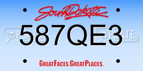 587QE3 South Dakota License Plate