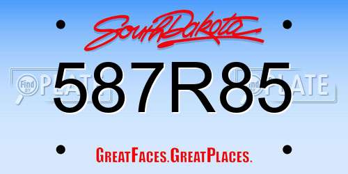 587R85 South Dakota License Plate