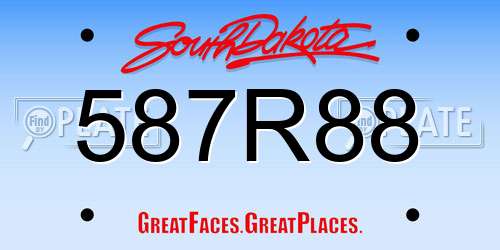 587R88 South Dakota License Plate