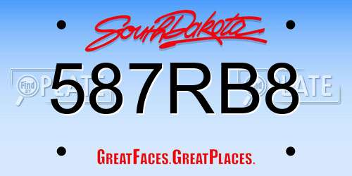 587RB8 South Dakota License Plate