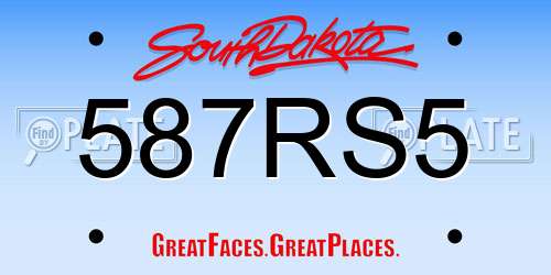 587RS5 South Dakota License Plate