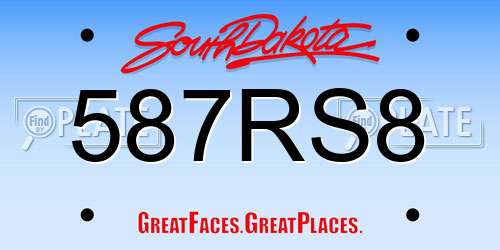587RS8 South Dakota License Plate