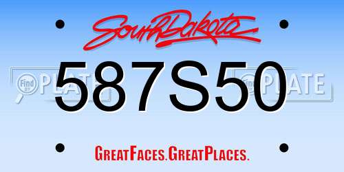 587S50 South Dakota License Plate