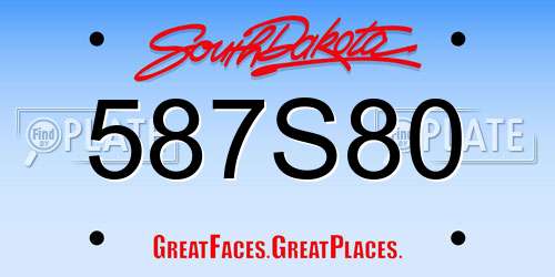 587S80 South Dakota License Plate