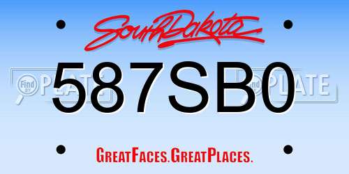 587SB0 South Dakota License Plate