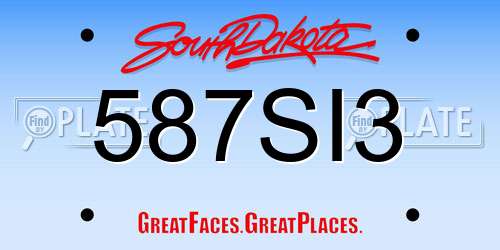 587SI3 South Dakota License Plate