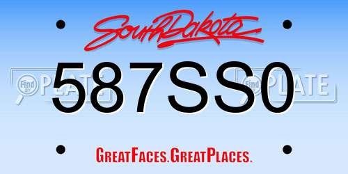 587SS0 South Dakota License Plate