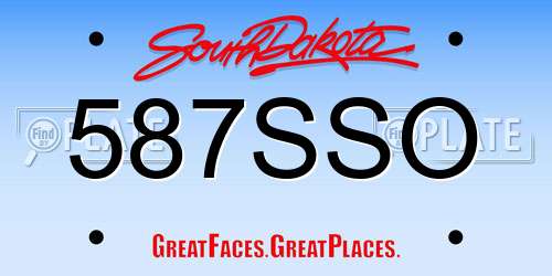587SSO South Dakota License Plate