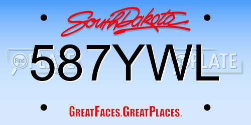 587YWL South Dakota License Plate