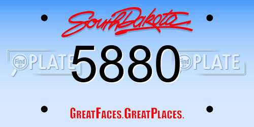 5880 South Dakota License Plate