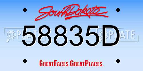 58835D South Dakota License Plate