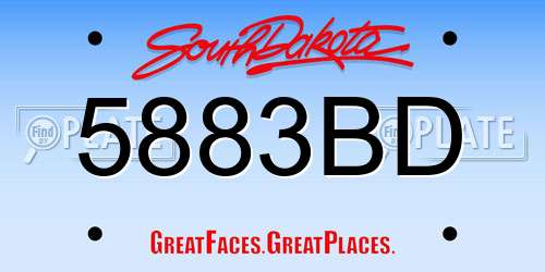 5883BD South Dakota License Plate