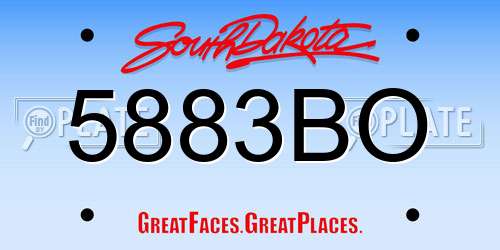 5883BO South Dakota License Plate