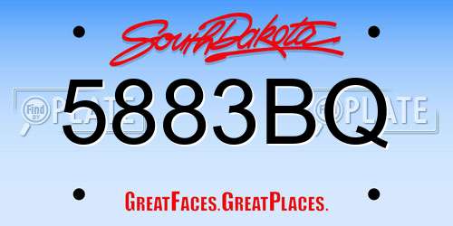 5883BQ South Dakota License Plate