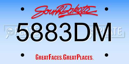 5883DM South Dakota License Plate