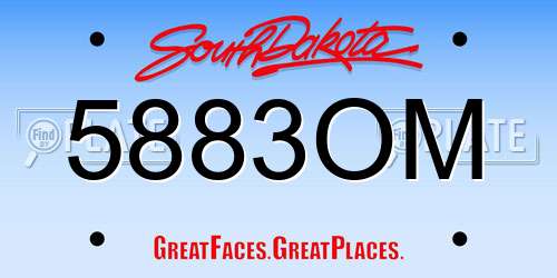 5883OM South Dakota License Plate