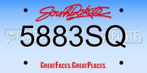 5883SQ South Dakota License Plate