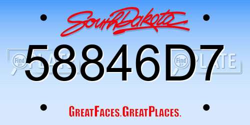 58846D7 South Dakota License Plate