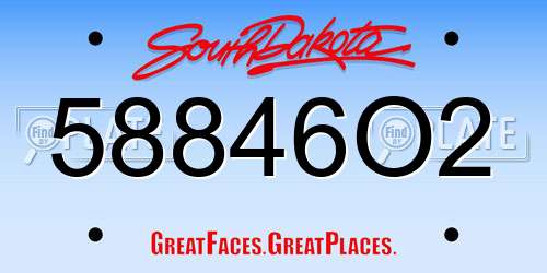 58846O2 South Dakota License Plate