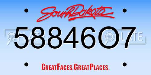 58846O7 South Dakota License Plate