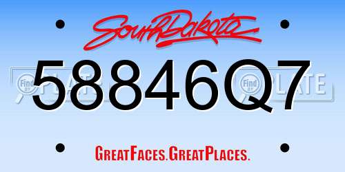 58846Q7 South Dakota License Plate