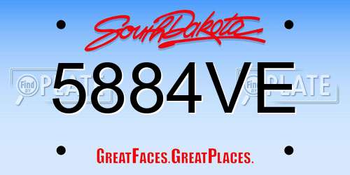 5884VE South Dakota License Plate
